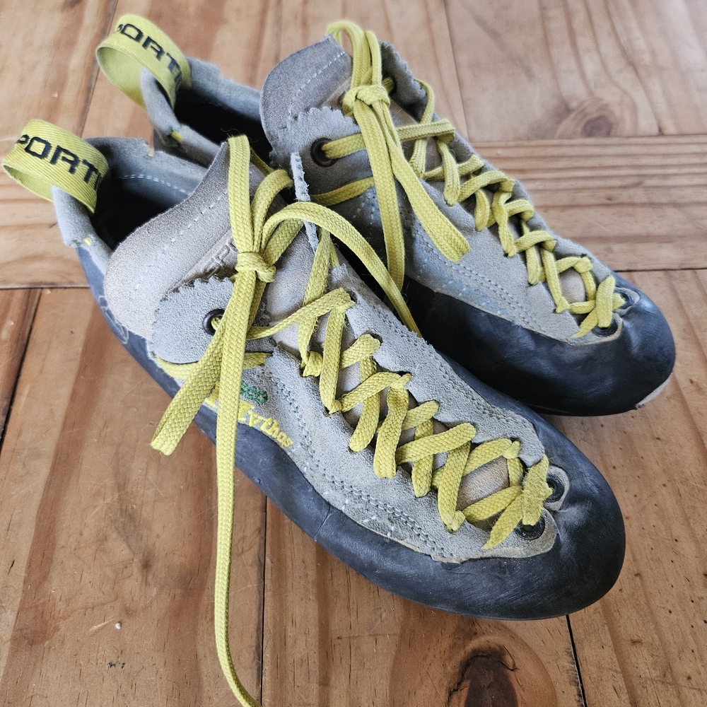 La Sportiva Gray and Yellow Climbing Shoes